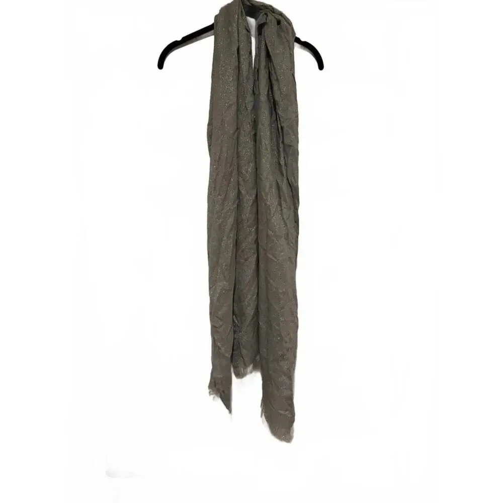 MNG silver with gold flecks 66 inch long light weight scarf #1689